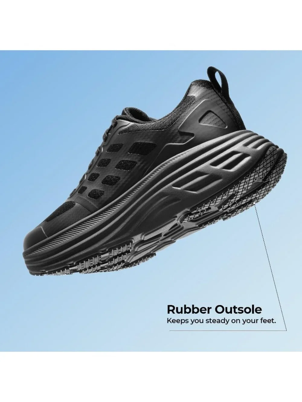 Women's Black Walking Shoes Lace Up No Heel Round Toe Athletic Fashion Sneakers